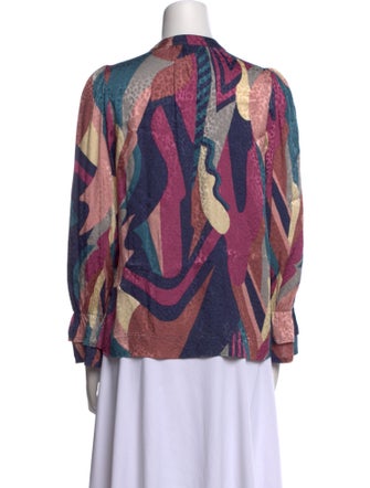 BA&SH Printed Tie Neck Blouse