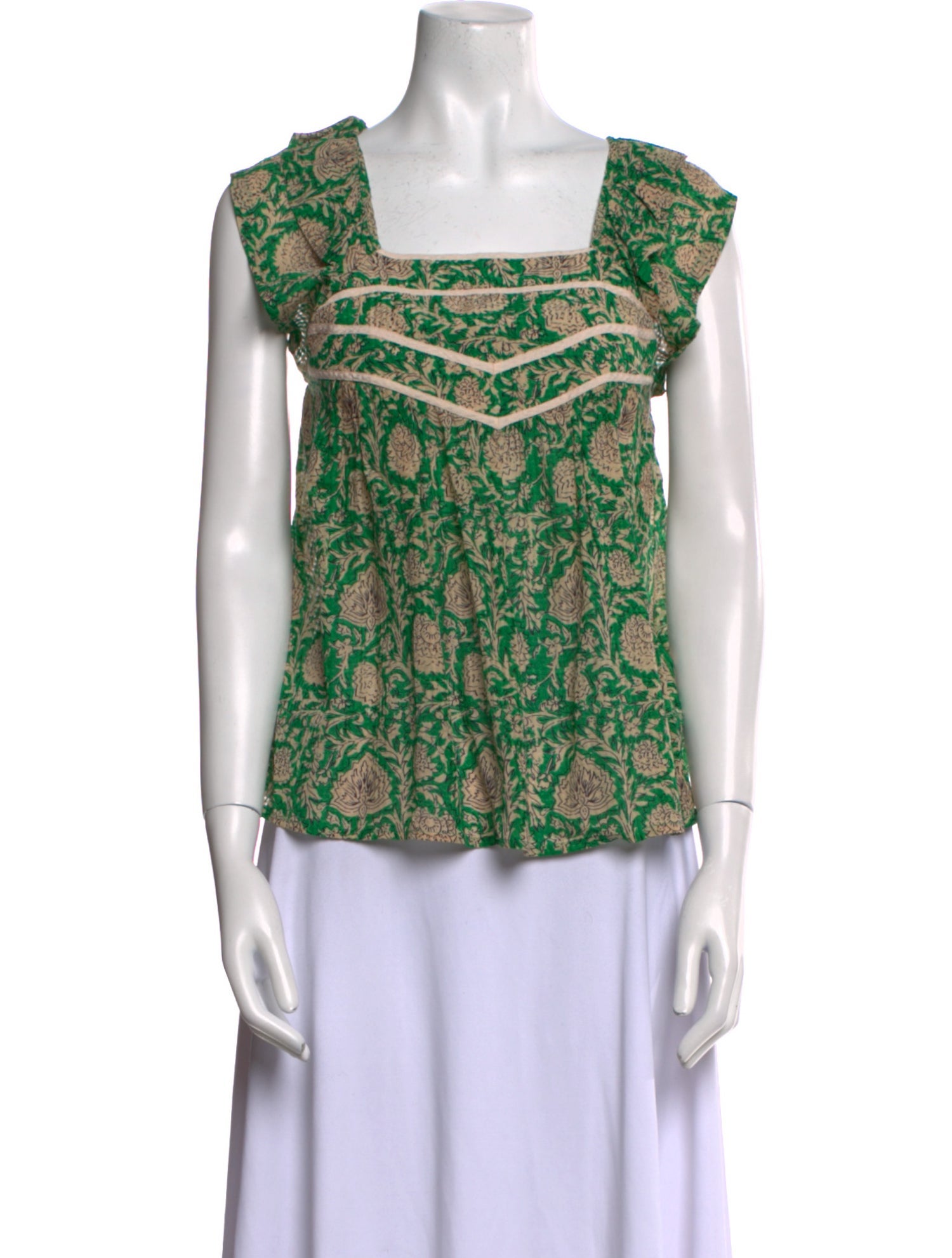 BA&SH Floral Print Square Neckline Blouse