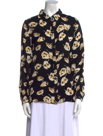 BA&SH Printed Long Sleeve Button-Up Top