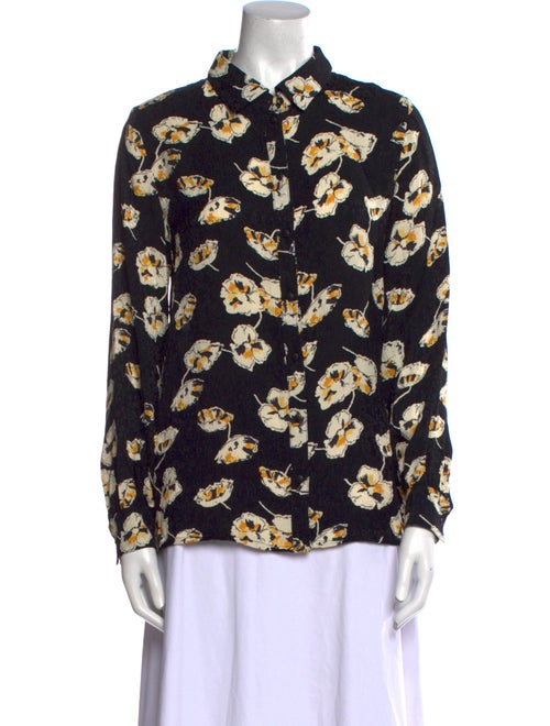 BA&SH Printed Long Sleeve Button-Up Top