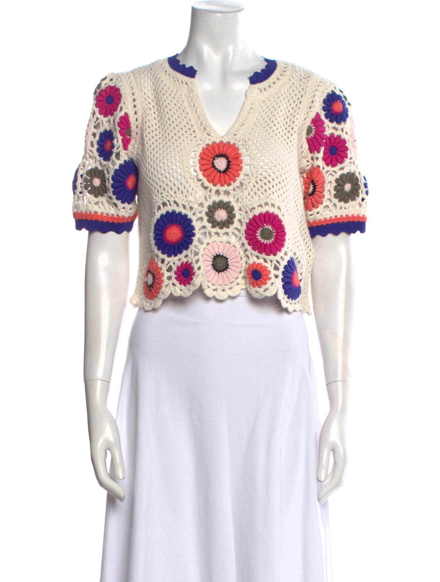 BA&SH Printed V-Neck Crop Top