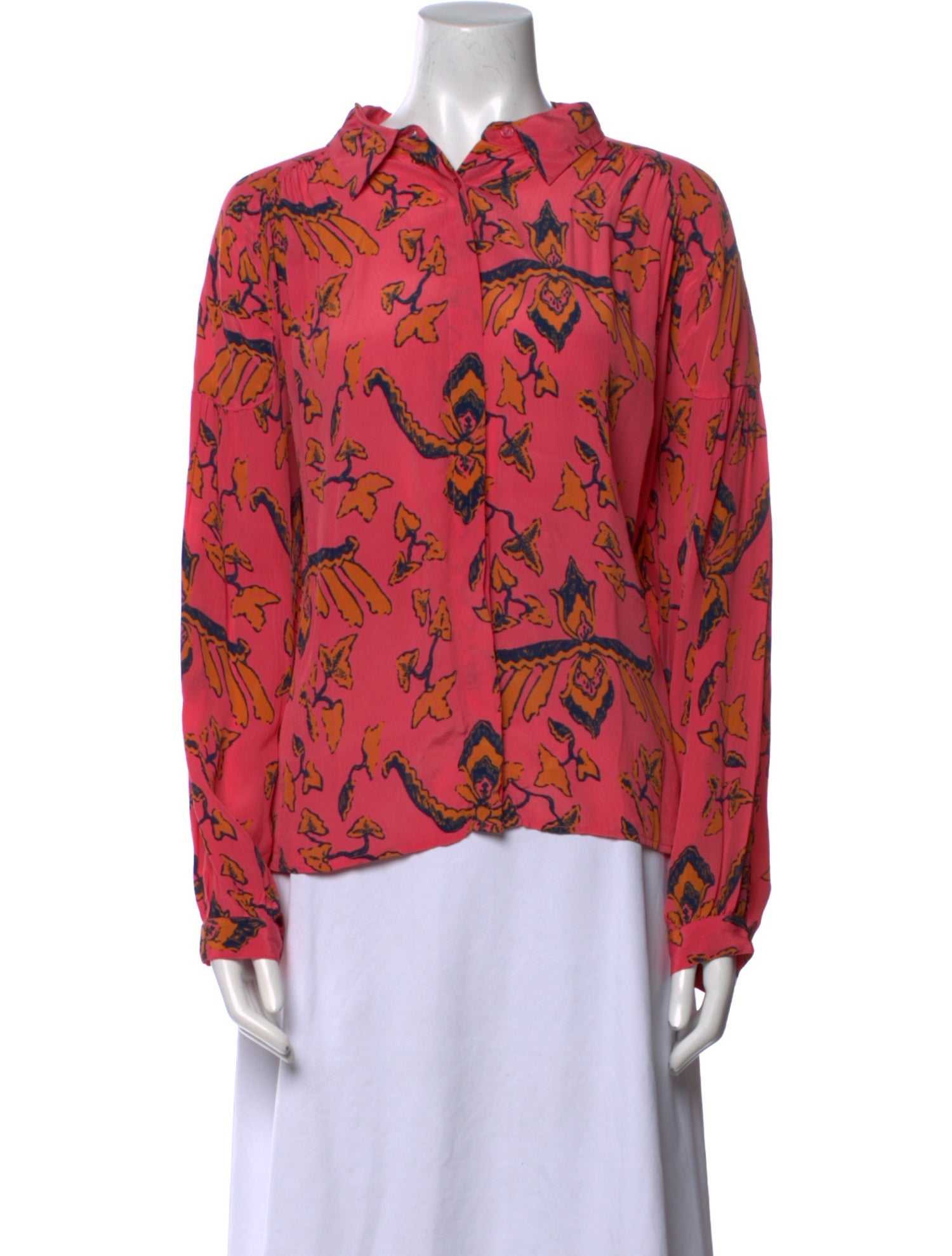 BA&SH Printed Long Sleeve Button-Up Top