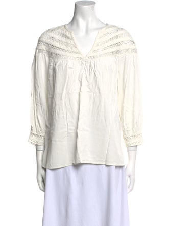 BA&SH V-Neck Three-Quarter Sleeve Blouse