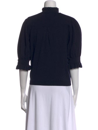 BA&SH Mock Neck Three-Quarter Sleeve Polo