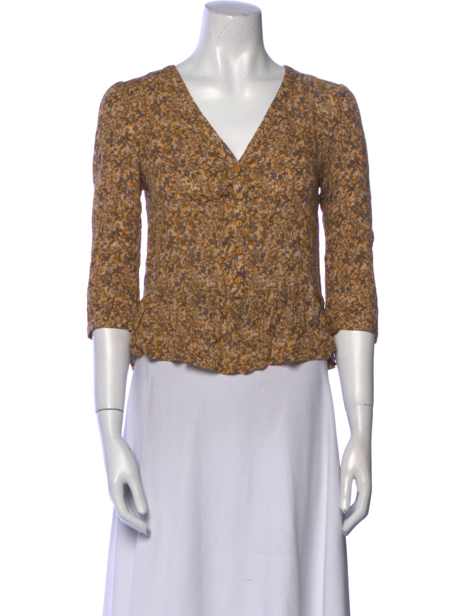 BA&SH Printed V-Neck Crop Top