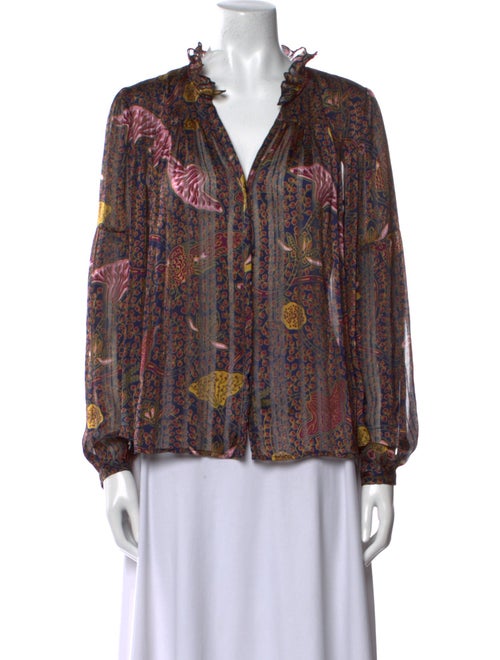 BA&SH Printed V-Neck Blouse