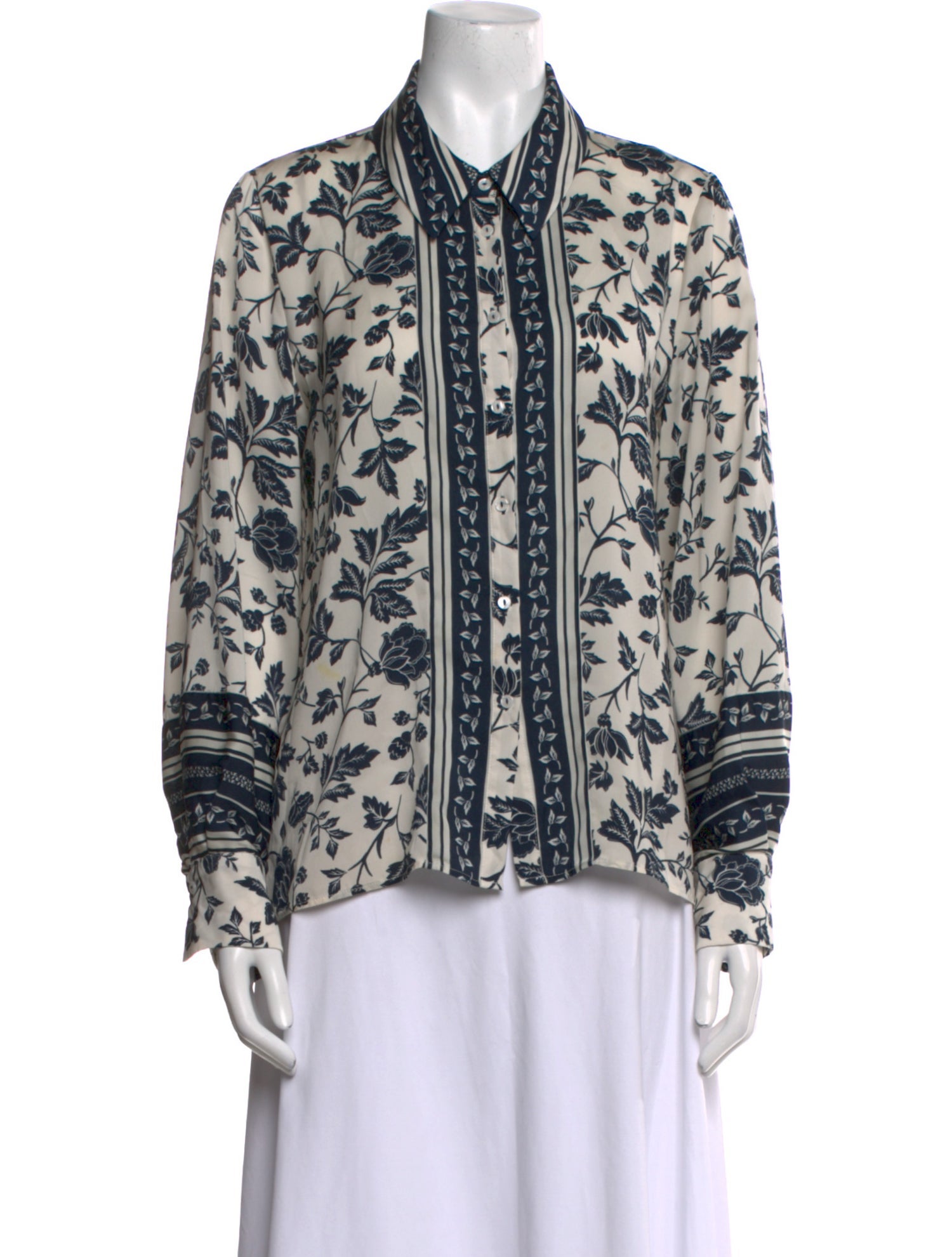 BA&SH Printed Long Sleeve Button-Up Top