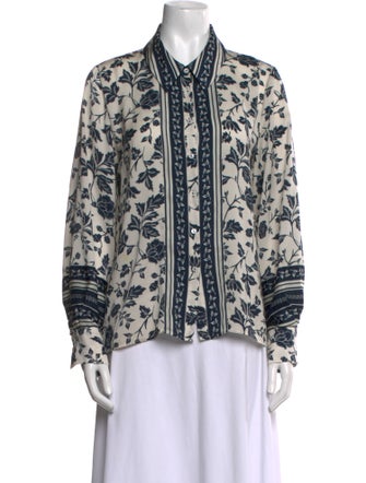BA&SH Printed Long Sleeve Button-Up Top