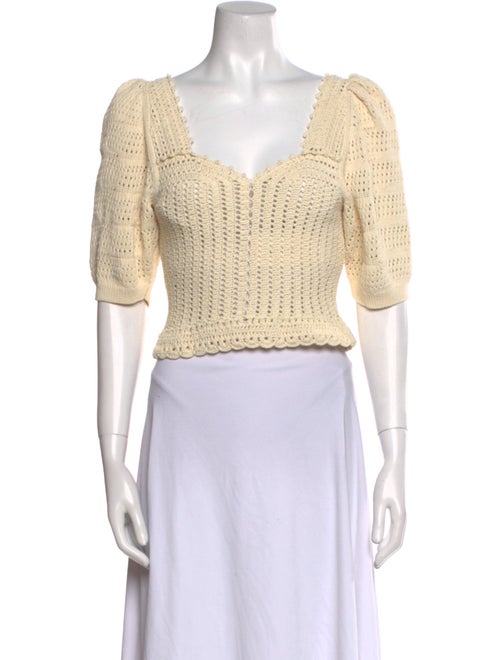 BA&SH Square Neckline Short Sleeve Crop Top