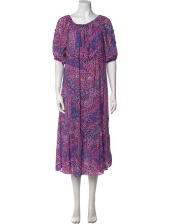 BA&SH Paisley Print Midi Length Dress
