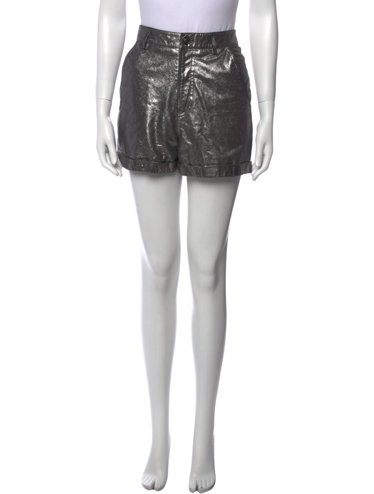 BA&SH Lamb Leather Mini Shorts