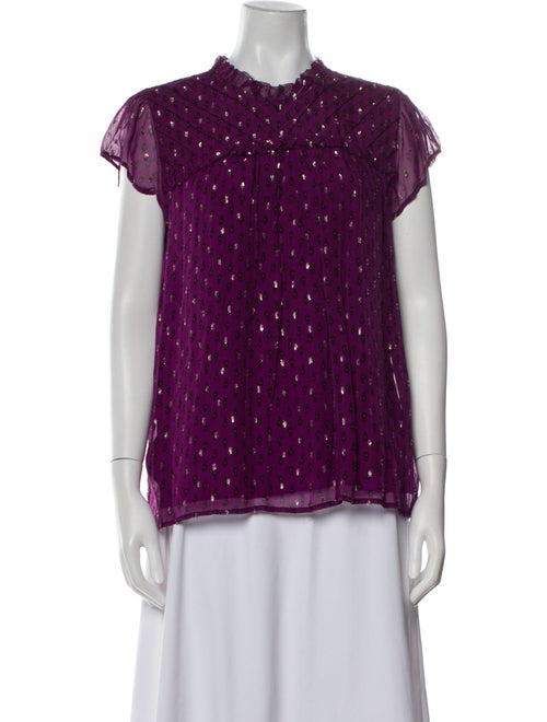 BA&SH Printed Mock Neck Blouse