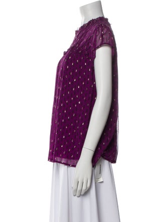 BA&SH Printed Mock Neck Blouse