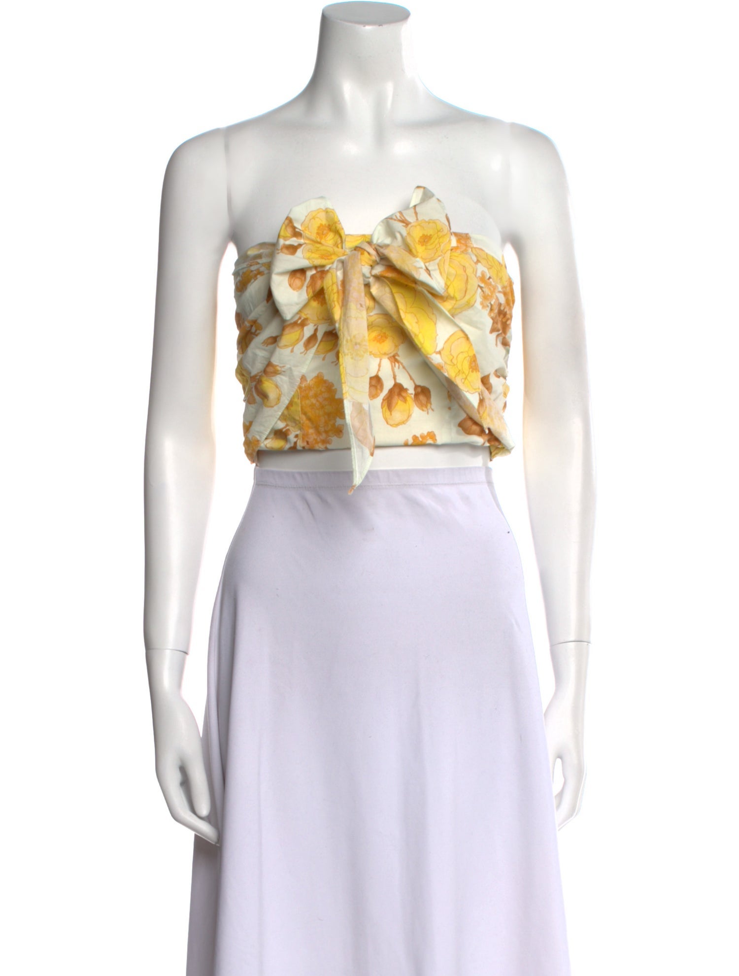 BA&SH Floral Print Strapless Crop Top