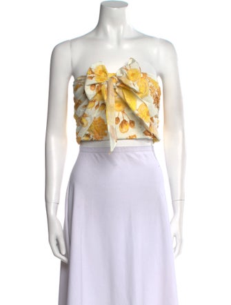 BA&SH Floral Print Strapless Crop Top