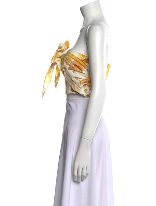 BA&SH Floral Print Strapless Crop Top