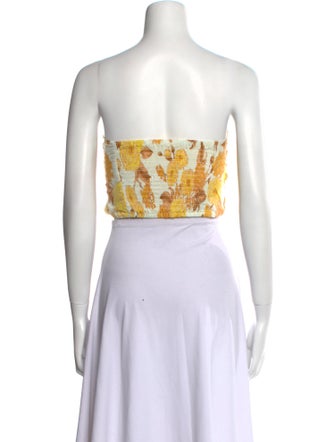 BA&SH Floral Print Strapless Crop Top