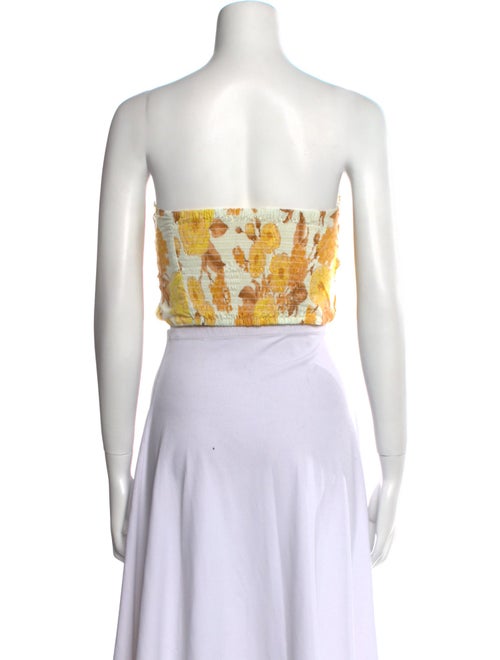 BA&SH Floral Print Strapless Crop Top