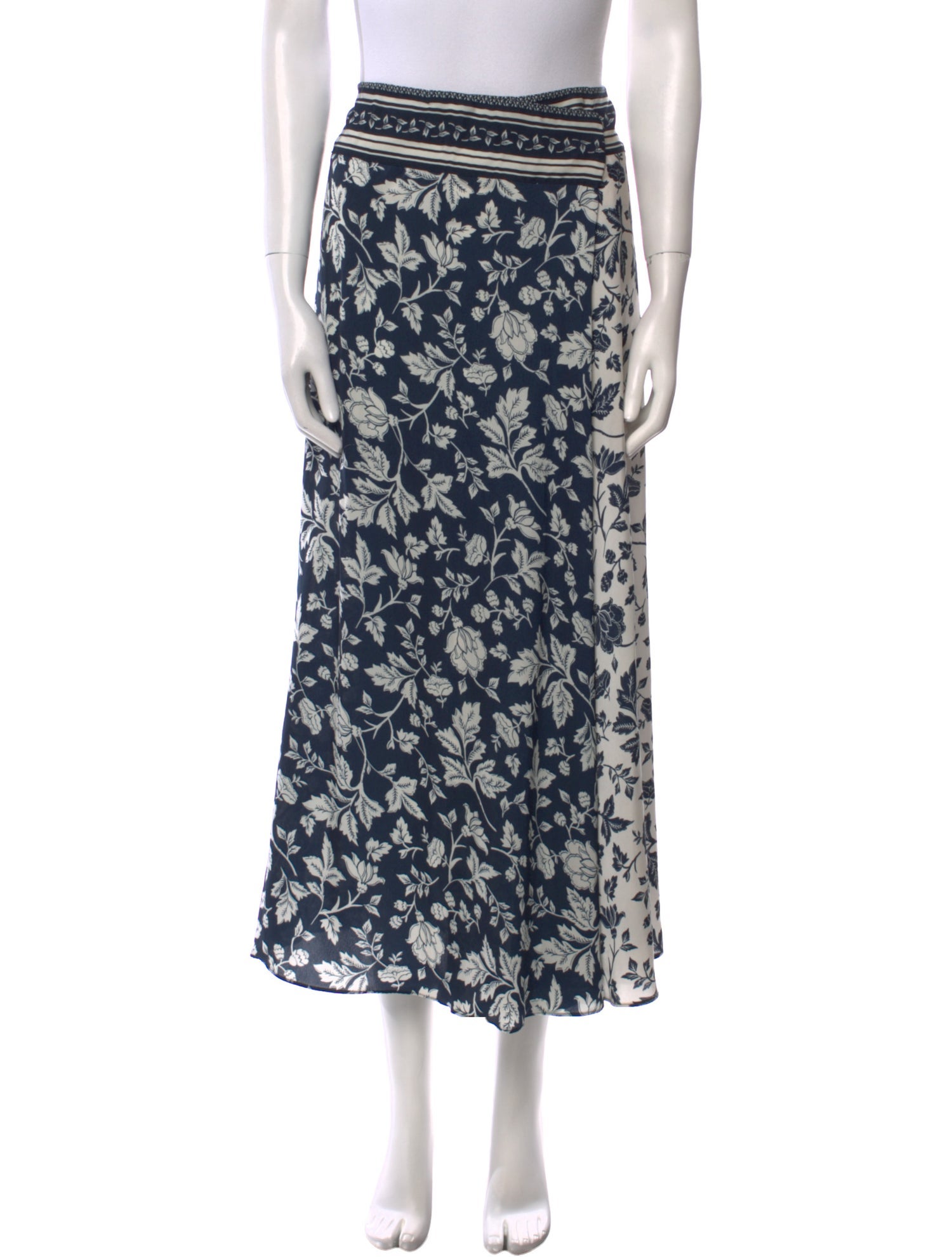 BA&SH Floral Print Midi Length Skirt