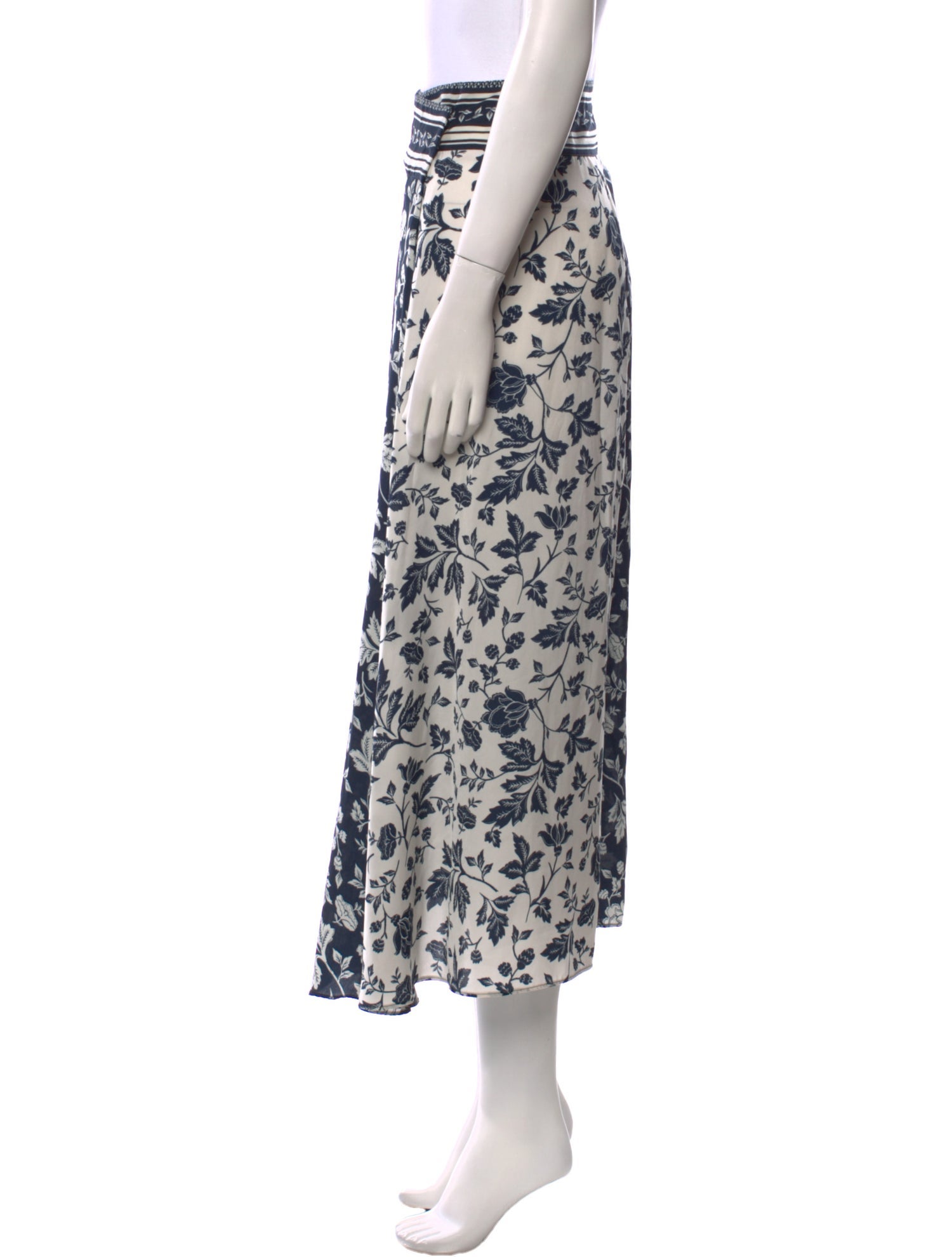 BA&SH Floral Print Midi Length Skirt