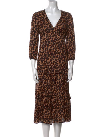 BA&SH Printed Midi Length Dress