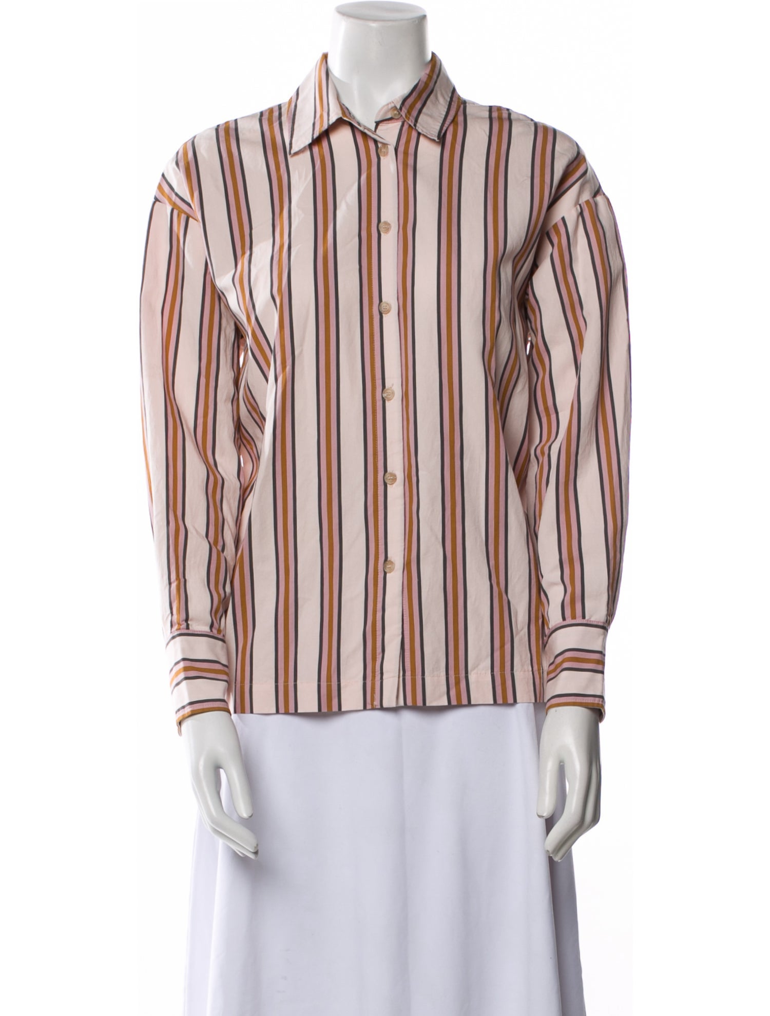 BA&SH Striped Long Sleeve Button-Up Top