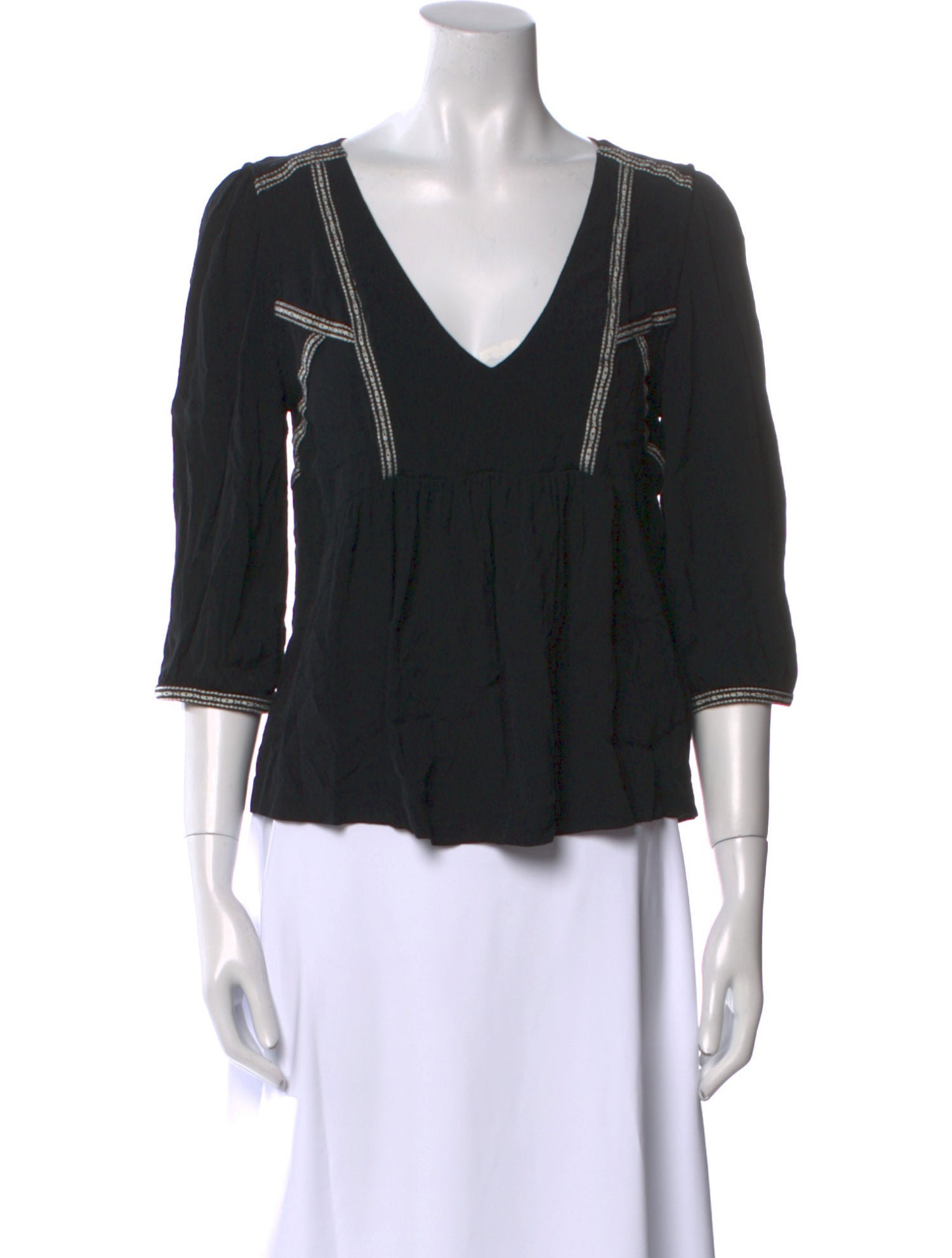 BA&SH V-Neck Three-Quarter Sleeve Blouse