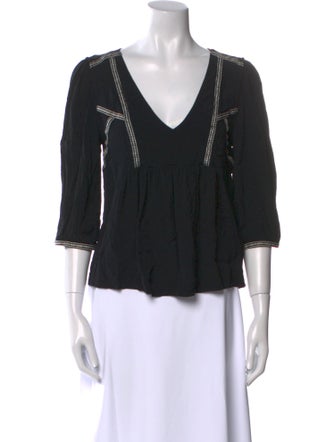 BA&SH V-Neck Three-Quarter Sleeve Blouse