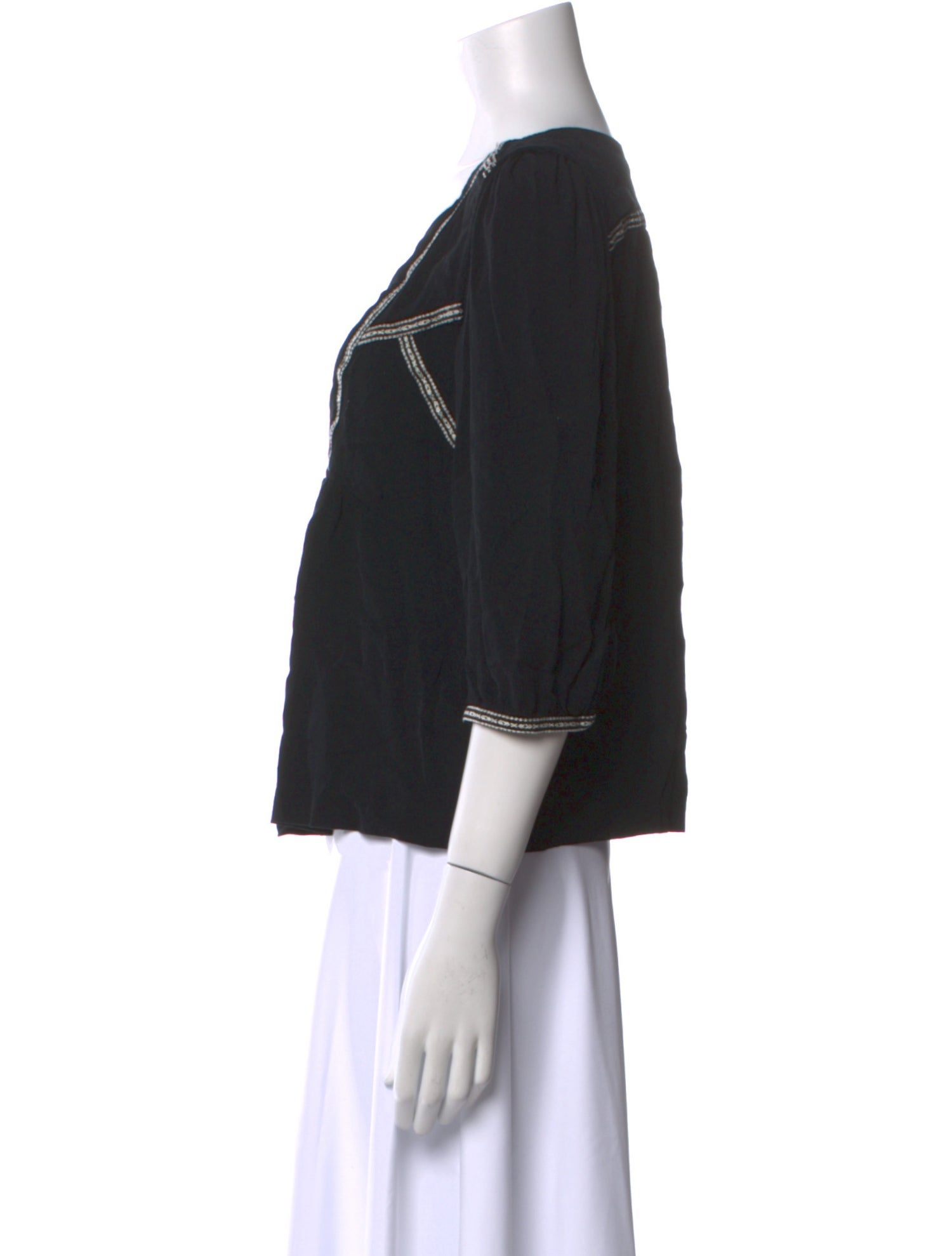 BA&SH V-Neck Three-Quarter Sleeve Blouse