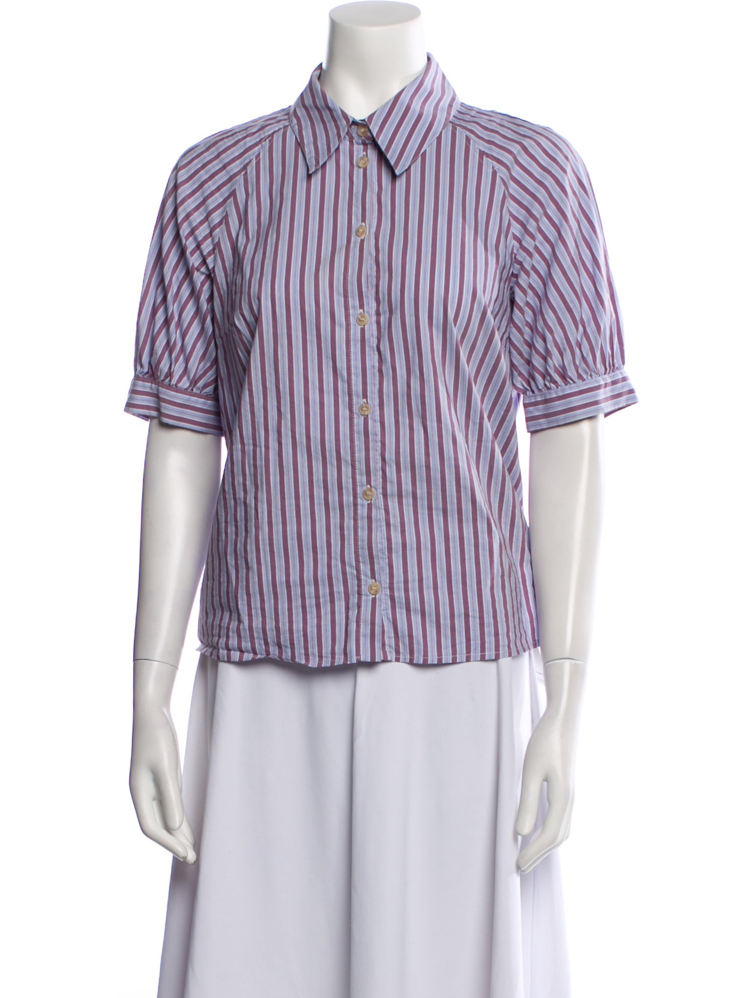 BA&SH Striped Short Sleeve Button-Up Top