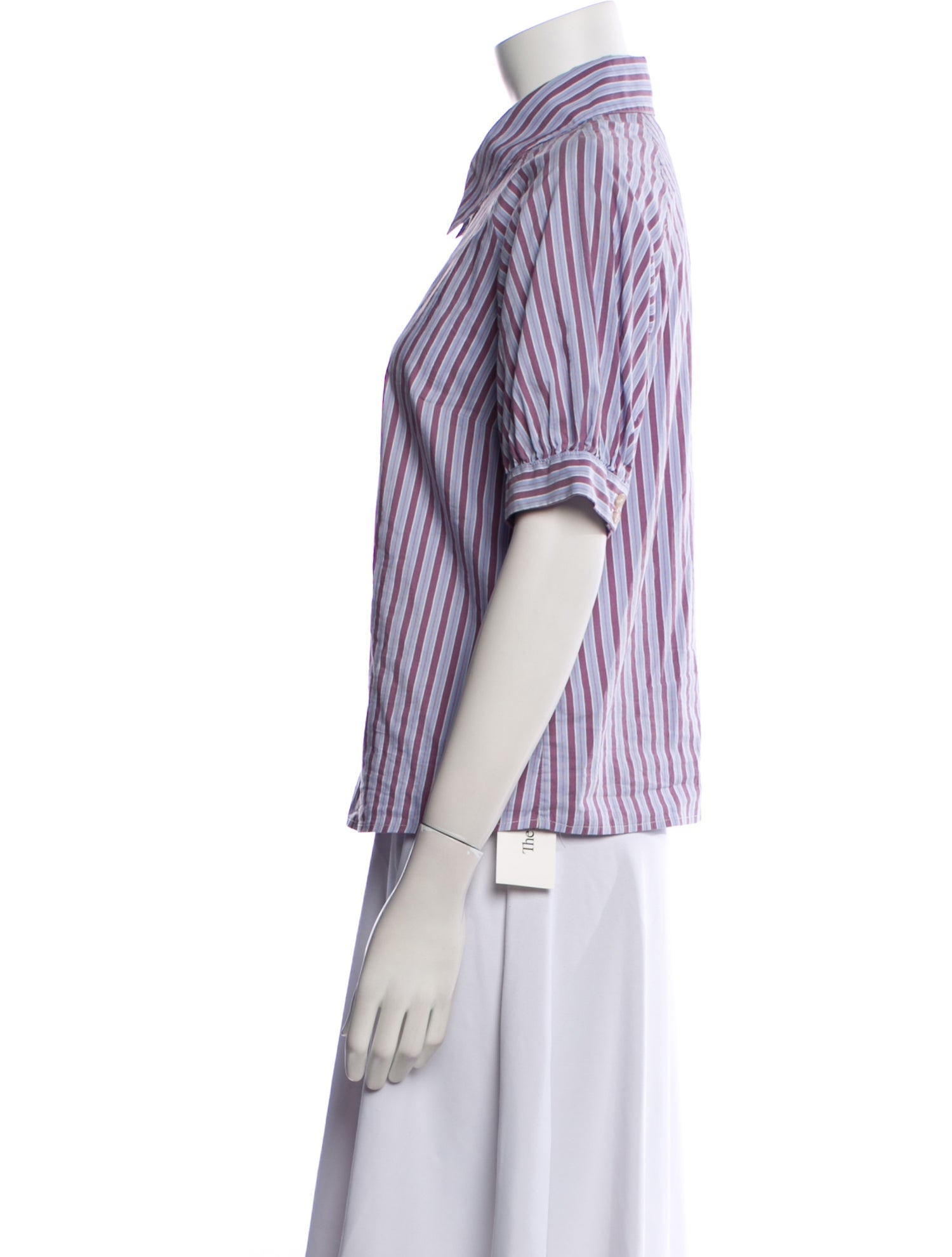 BA&SH Striped Short Sleeve Button-Up Top