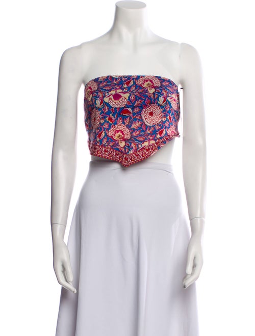 BA&SH Paisley Print Strapless Crop Top