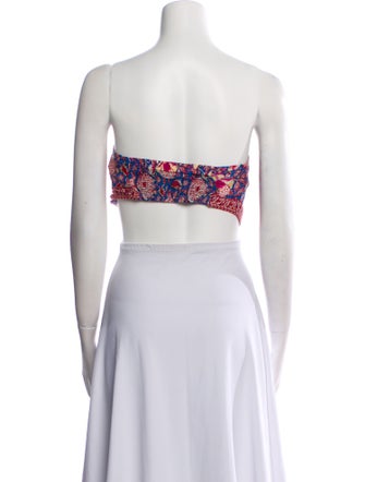 BA&SH Paisley Print Strapless Crop Top