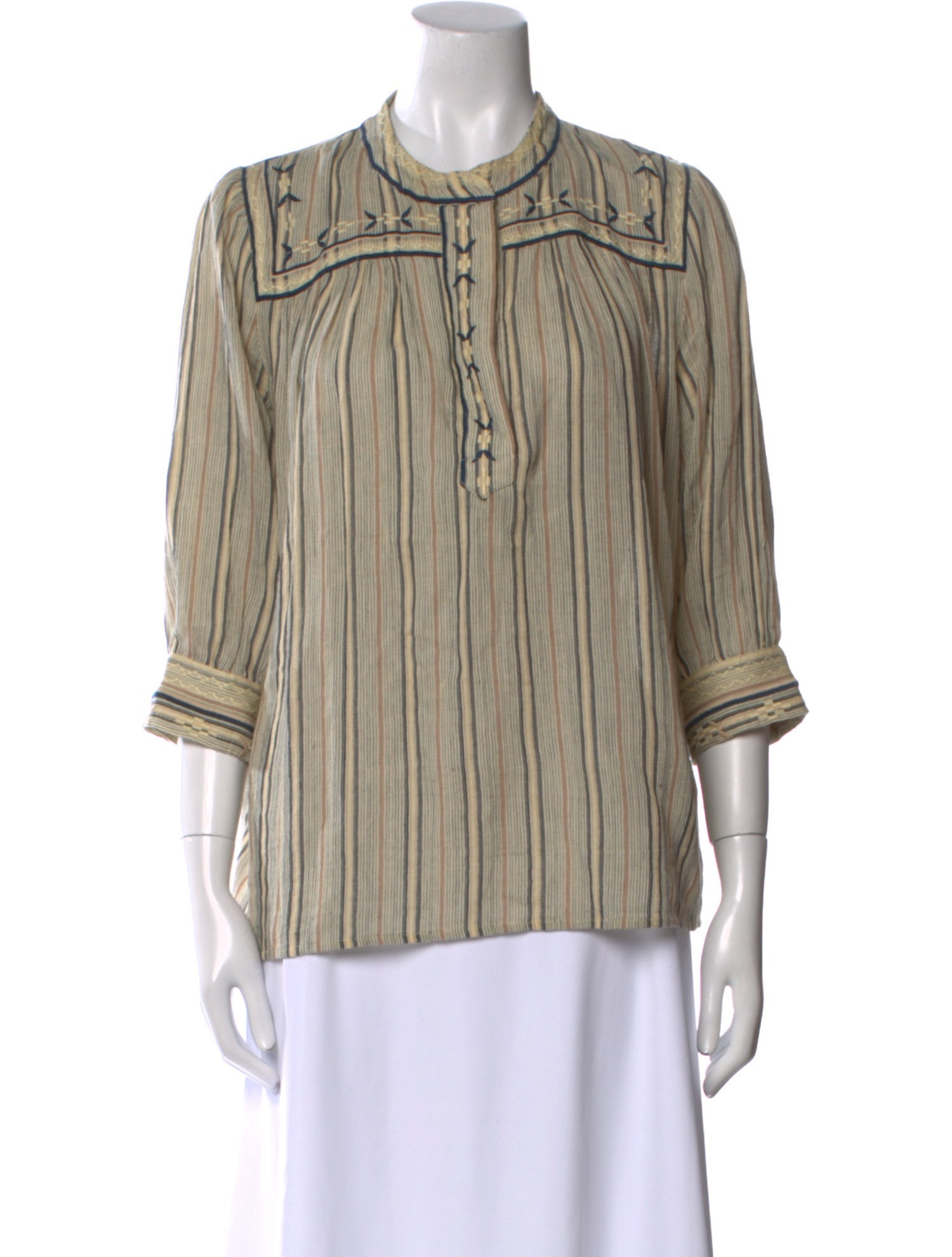 BA&SH Striped Mock Neck Blouse