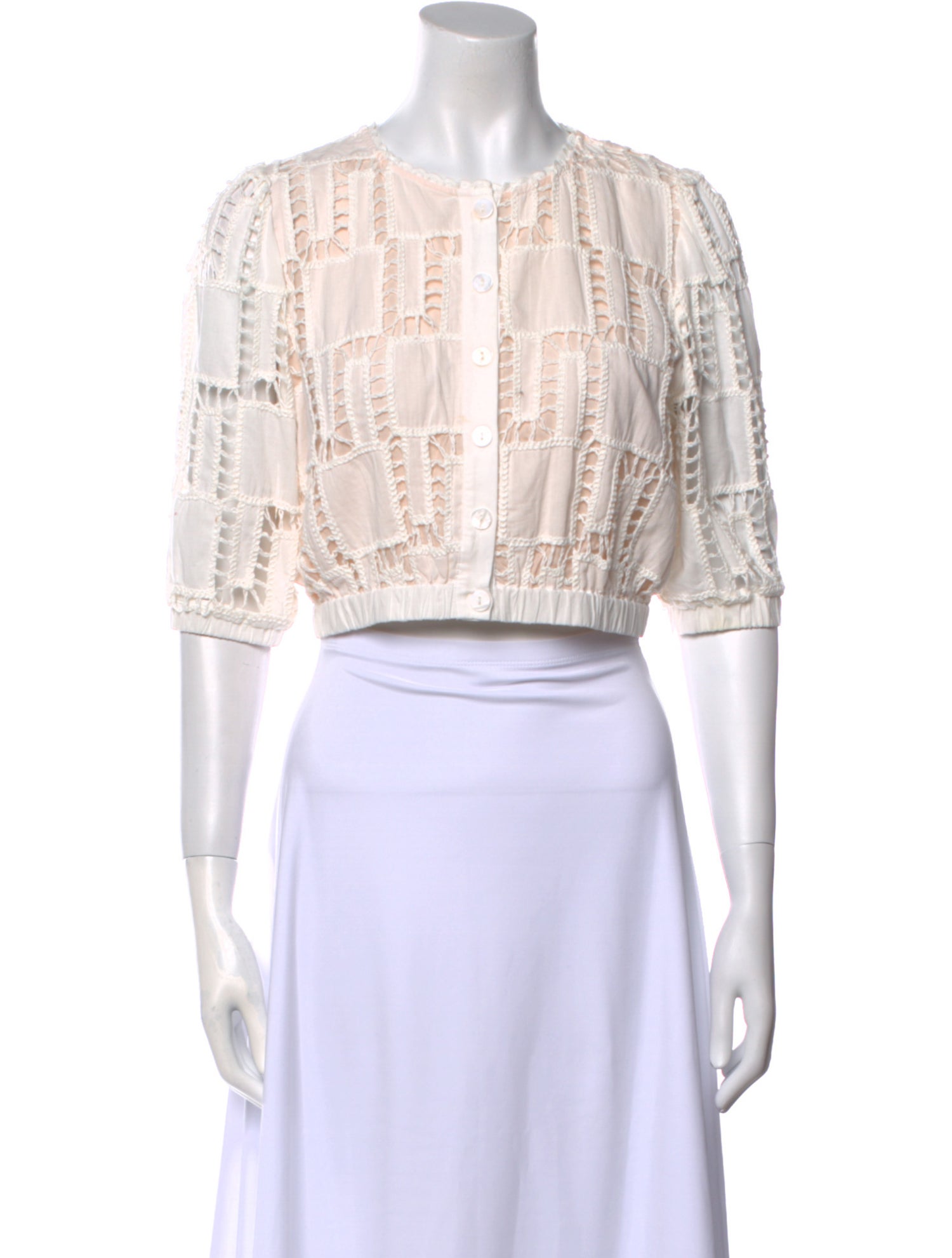 BA&SH Crew Neck Three-Quarter Sleeve Crop Top