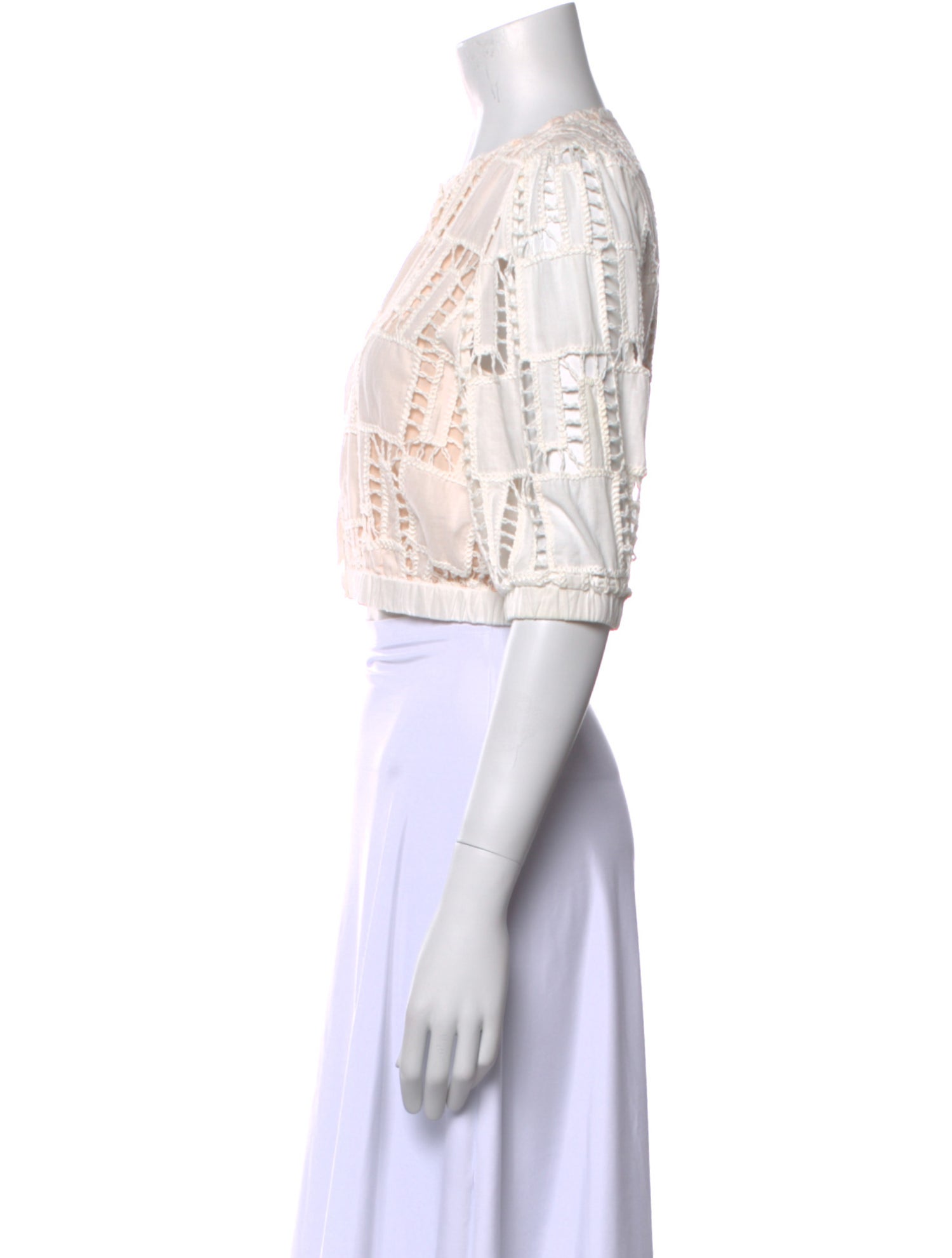 BA&SH Crew Neck Three-Quarter Sleeve Crop Top