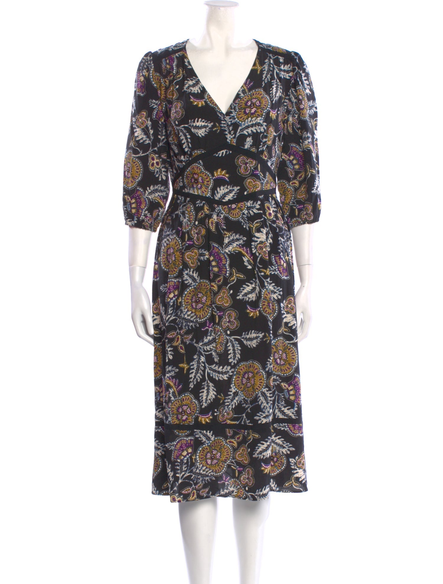 BA&SH Paisley Print Midi Length Dress