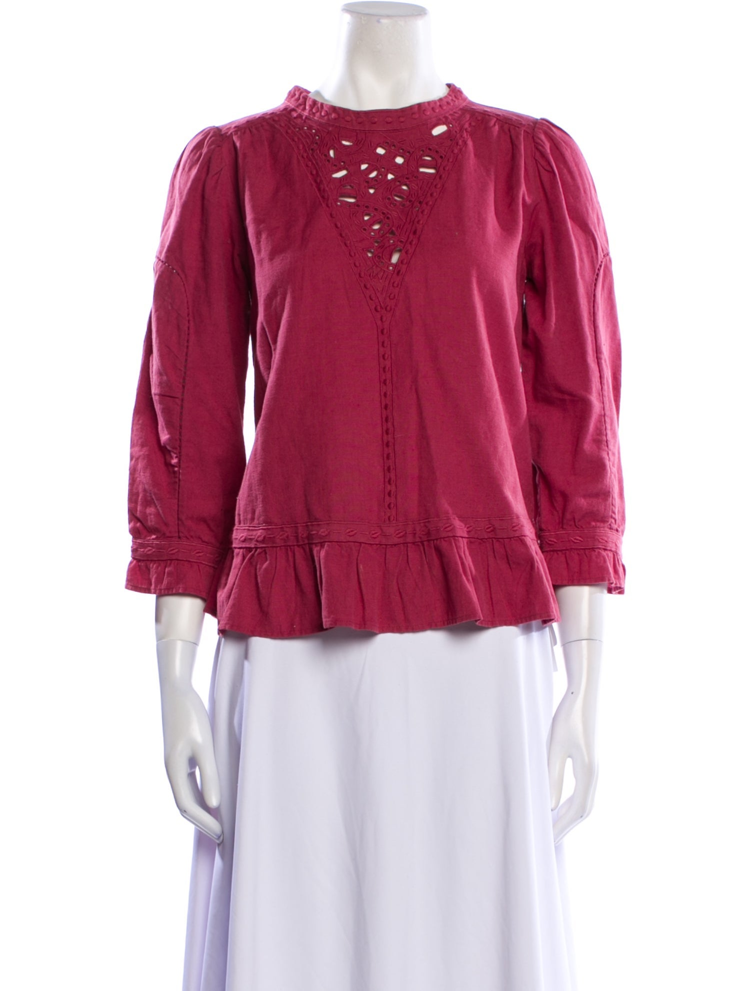 BA&SH Crew Neck Three-Quarter Sleeve Blouse