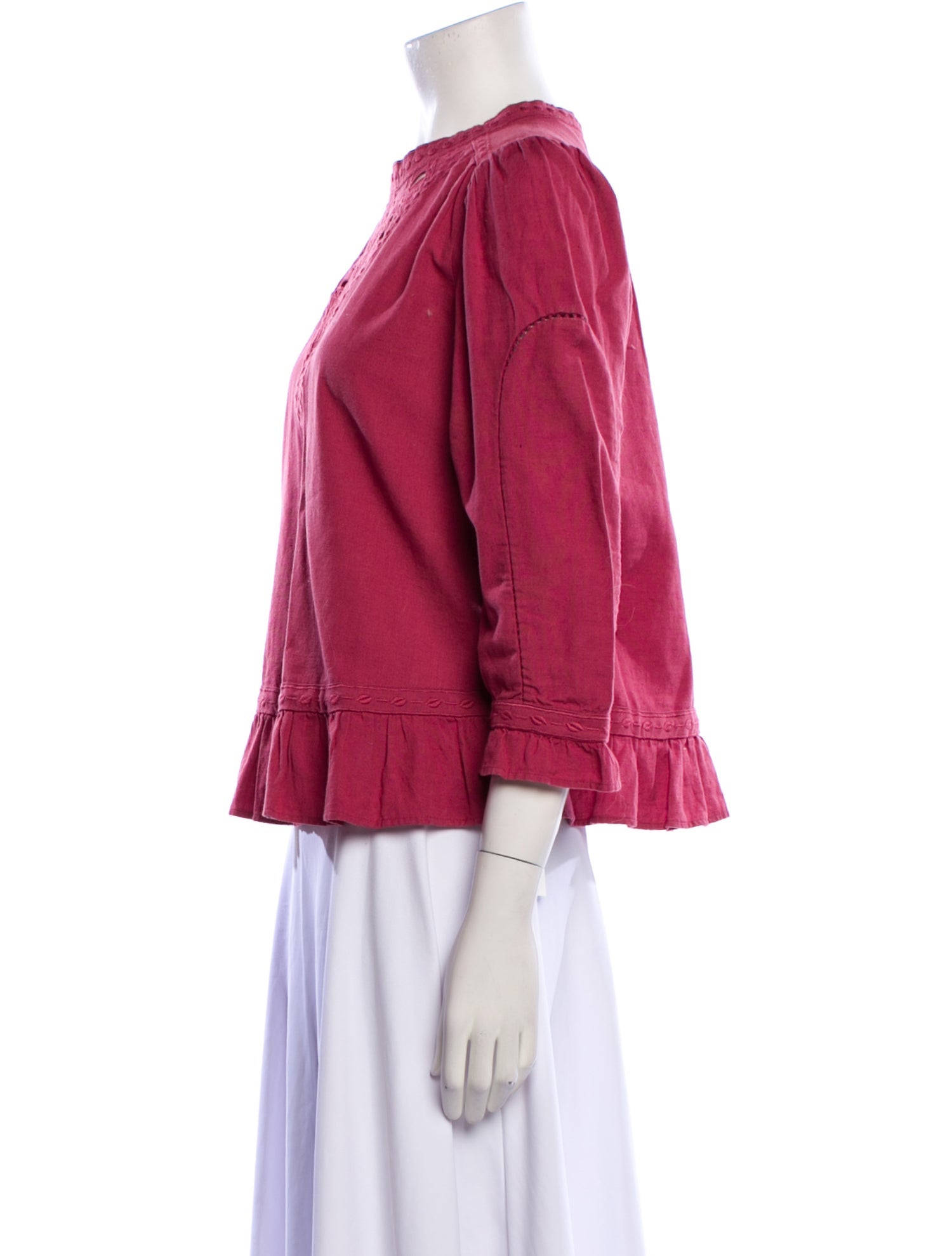 BA&SH Crew Neck Three-Quarter Sleeve Blouse