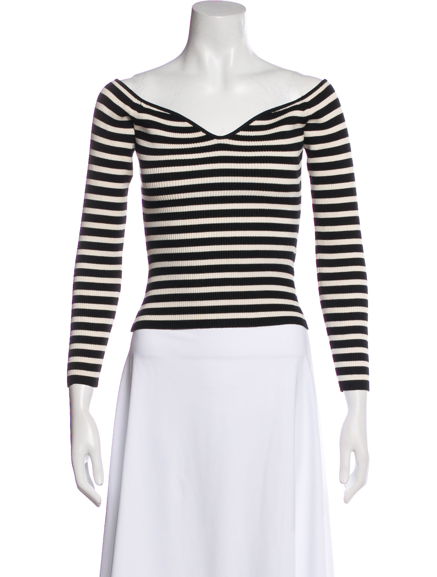BA&SH Striped V-Neck Crop Top