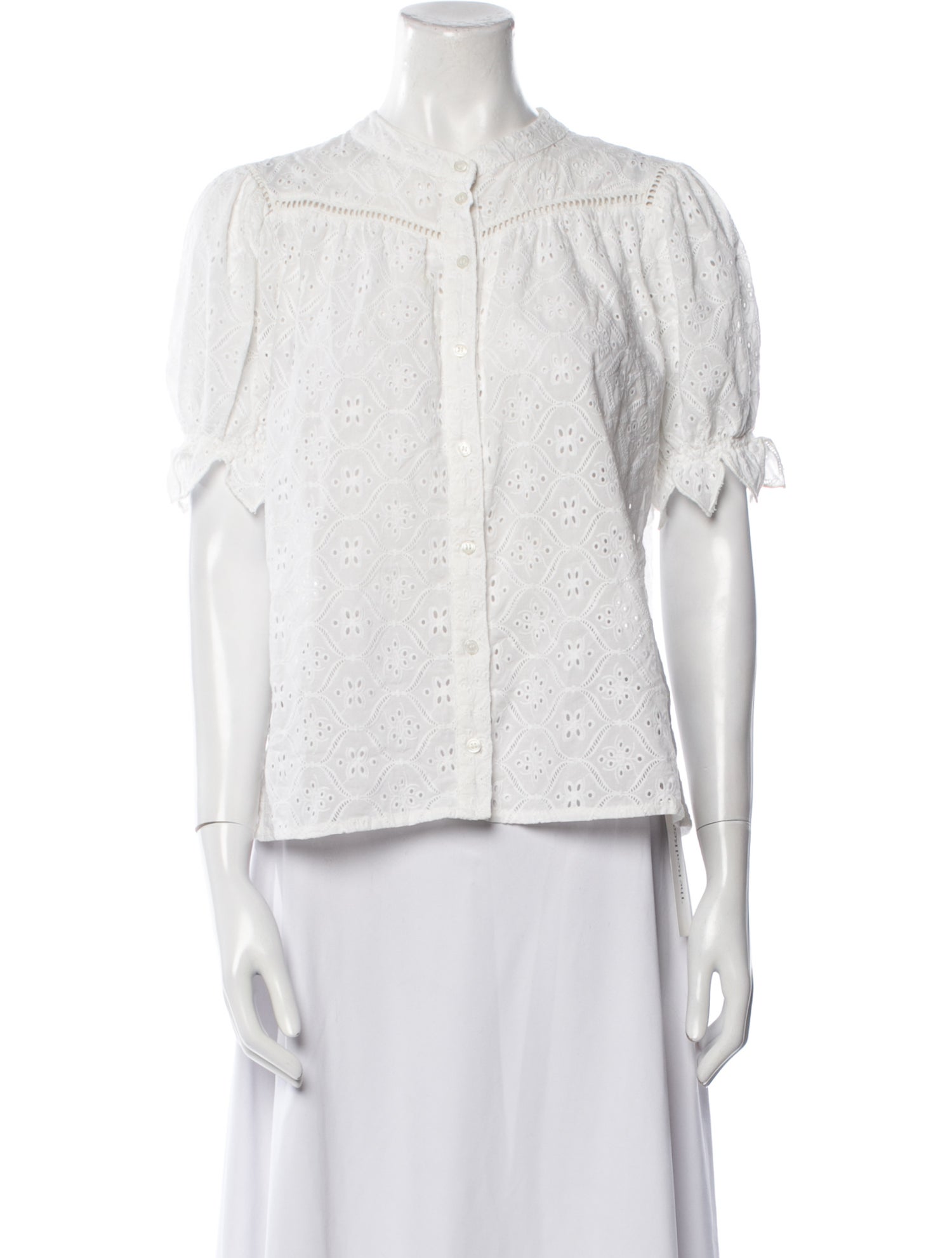 BA&SH Mock Neck Short Sleeve Button-Up Top