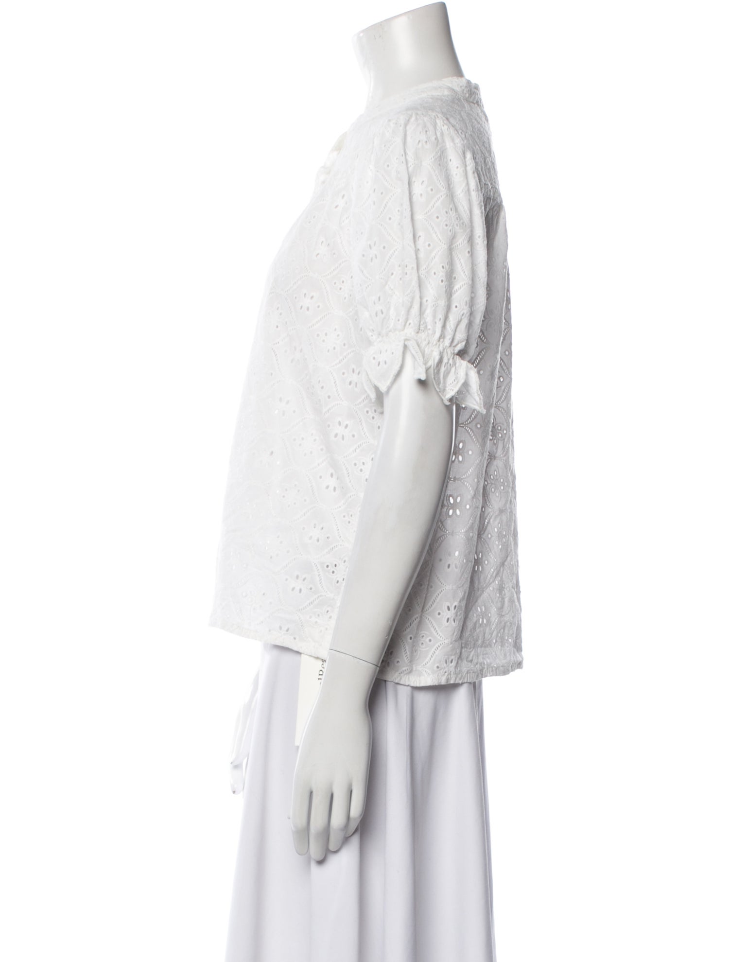 BA&SH Mock Neck Short Sleeve Button-Up Top