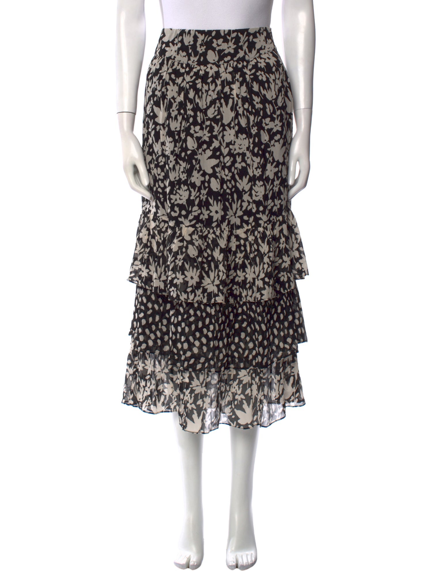 BA&SH Printed Midi Length Skirt