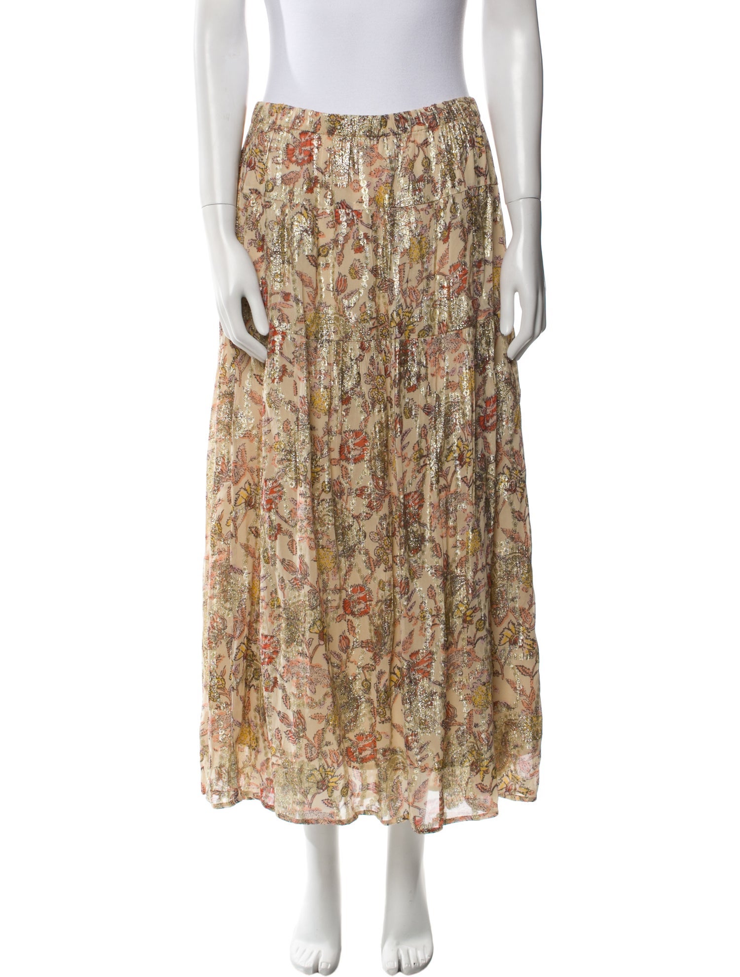 BA&SH Printed Midi Length Skirt