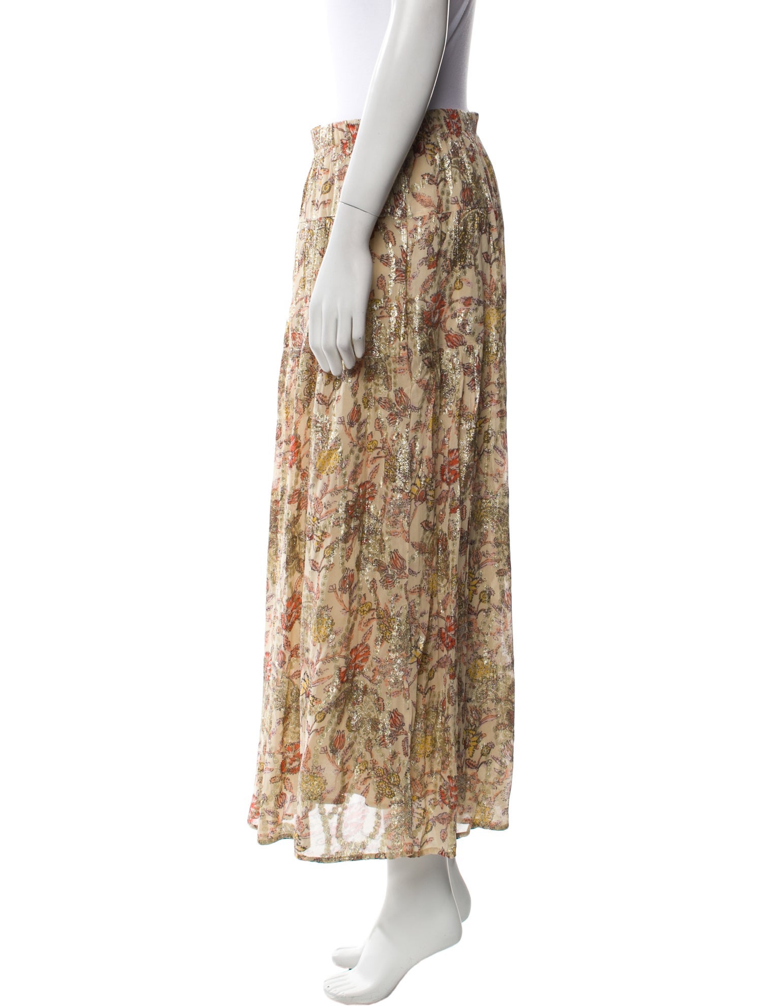 BA&SH Printed Midi Length Skirt