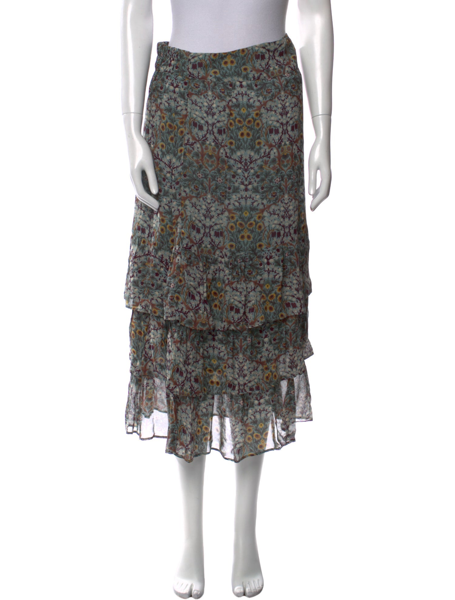 BA&SH Floral Print Midi Length Skirt