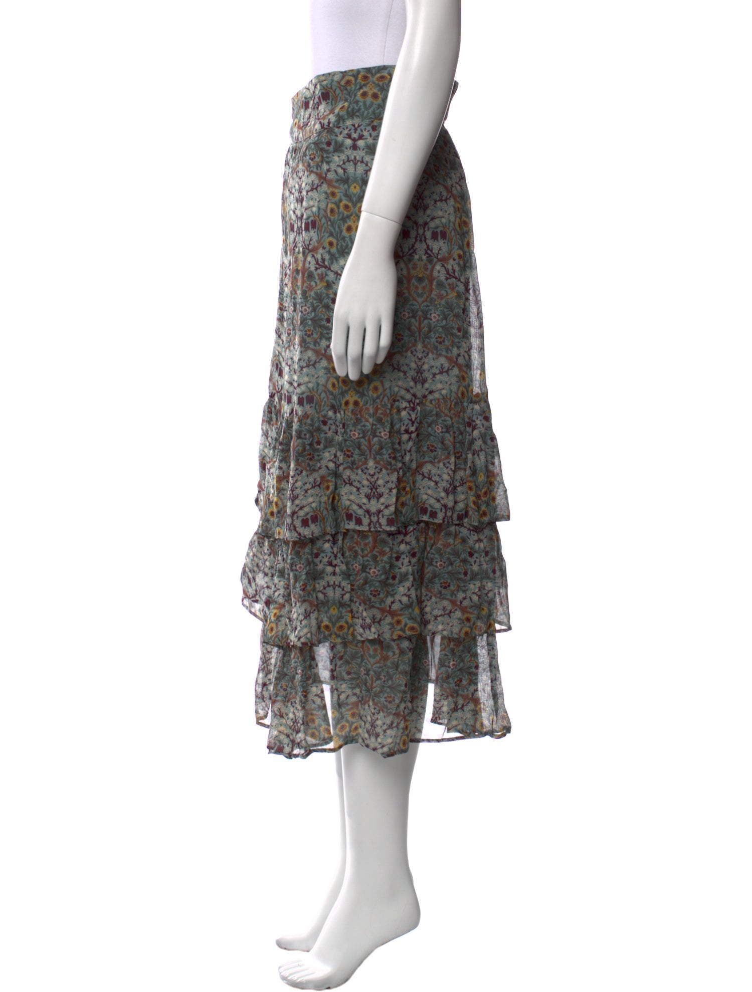 BA&SH Floral Print Midi Length Skirt