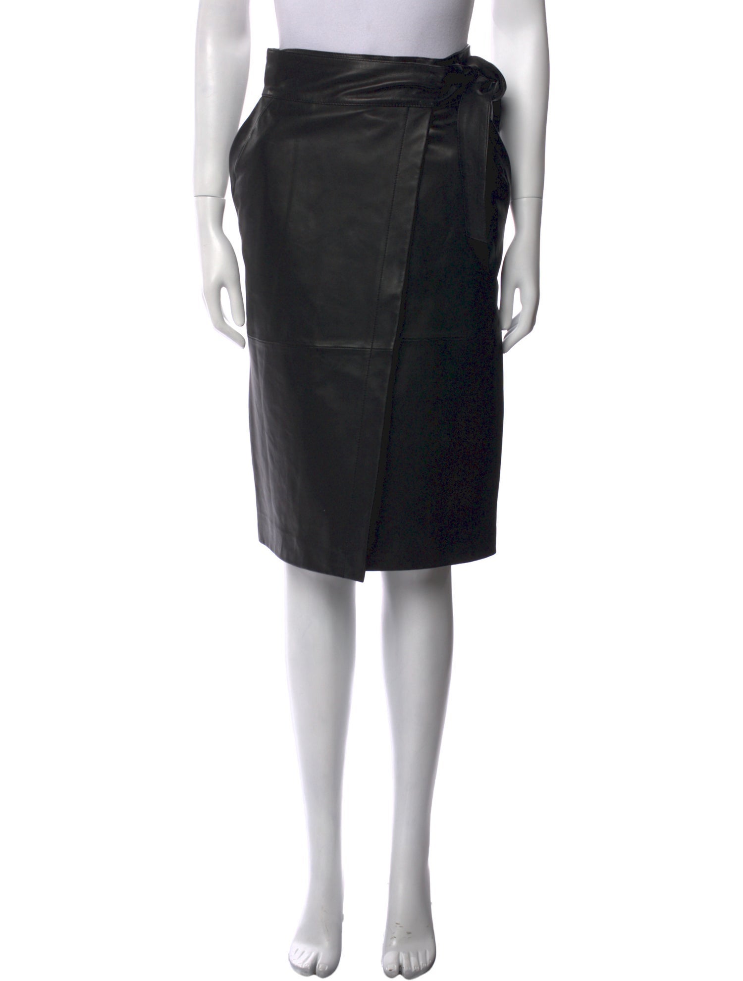 BA&SH Lamb Leather Knee-Length Skirt
