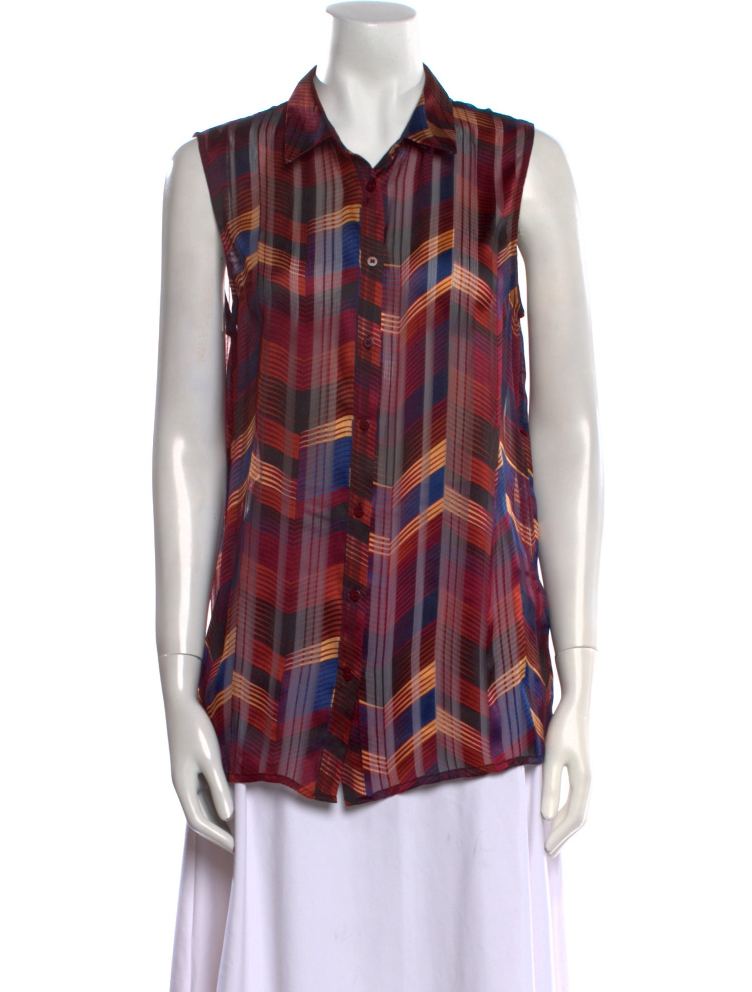 BA&SH Printed Sleeveless Button-Up Top