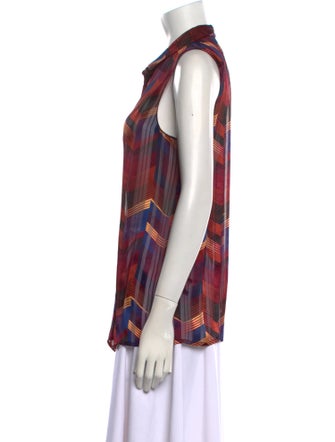 BA&SH Printed Sleeveless Button-Up Top